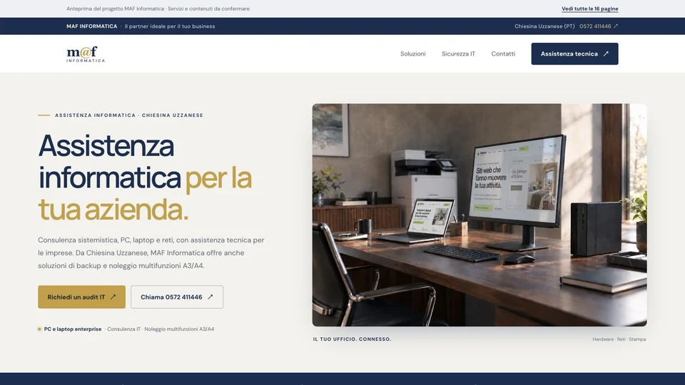 Screenshot reale del sito MAF Informatica in anteprima su desktop